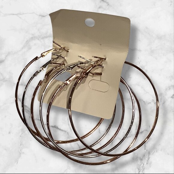 Set Of 6 Fashion Jewelry Gold & Silver Tone Hoop Earrings for Women - Picture 2 of 10